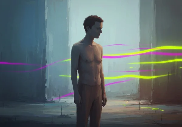 Person experiencing emotional numbness, life in muted colors.