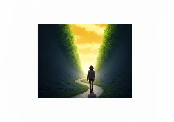 Path leading from darkness to light, symbolizing recovery.