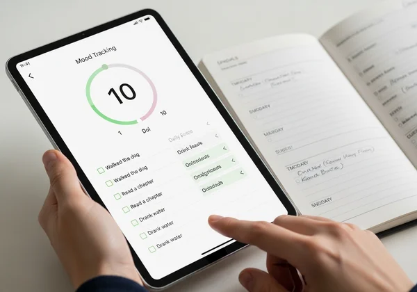 Person tracking mood and activity for behavioral activation
