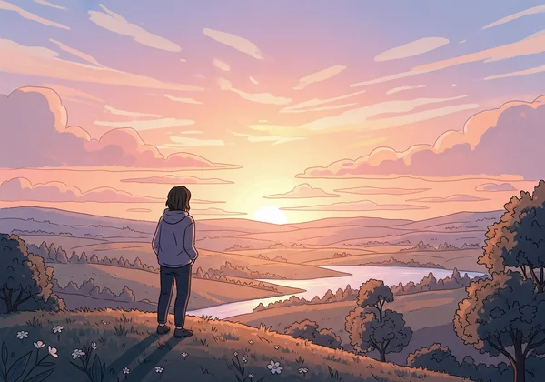 Person looking at a bright, hopeful future