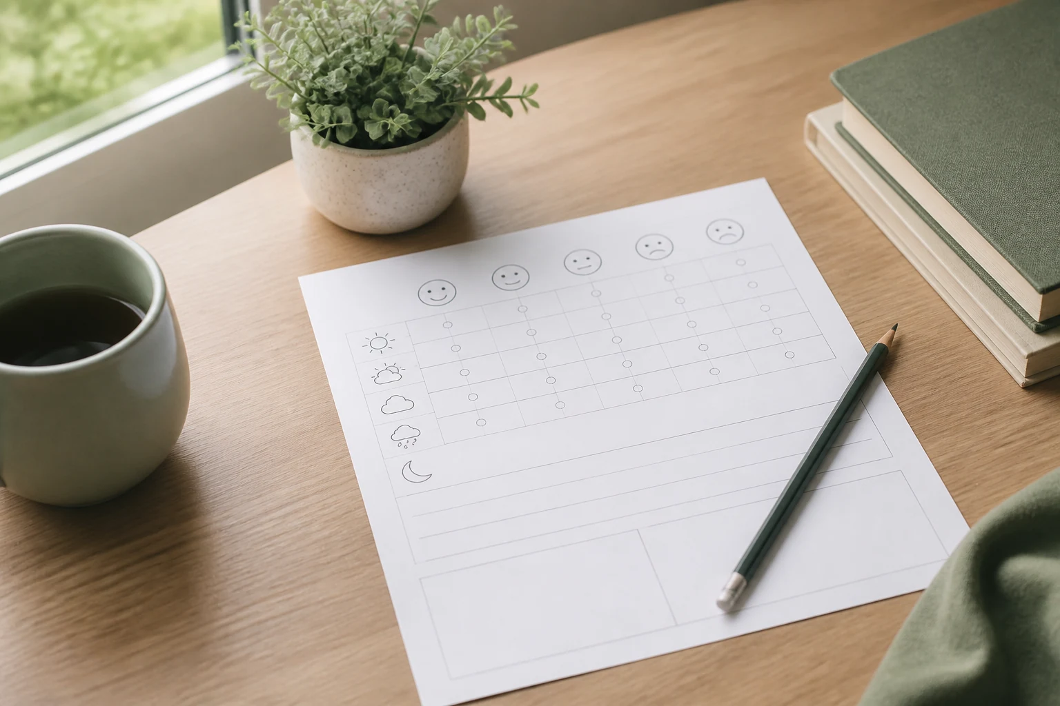 Calm mood tracking worksheet