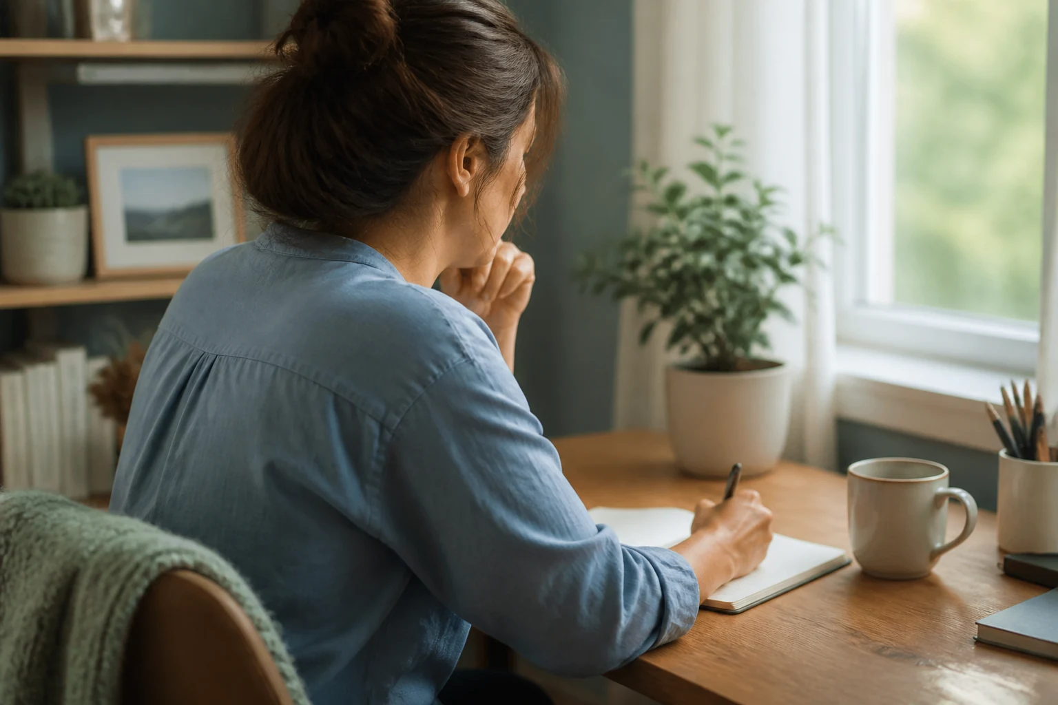 Quiet reflection at a desk