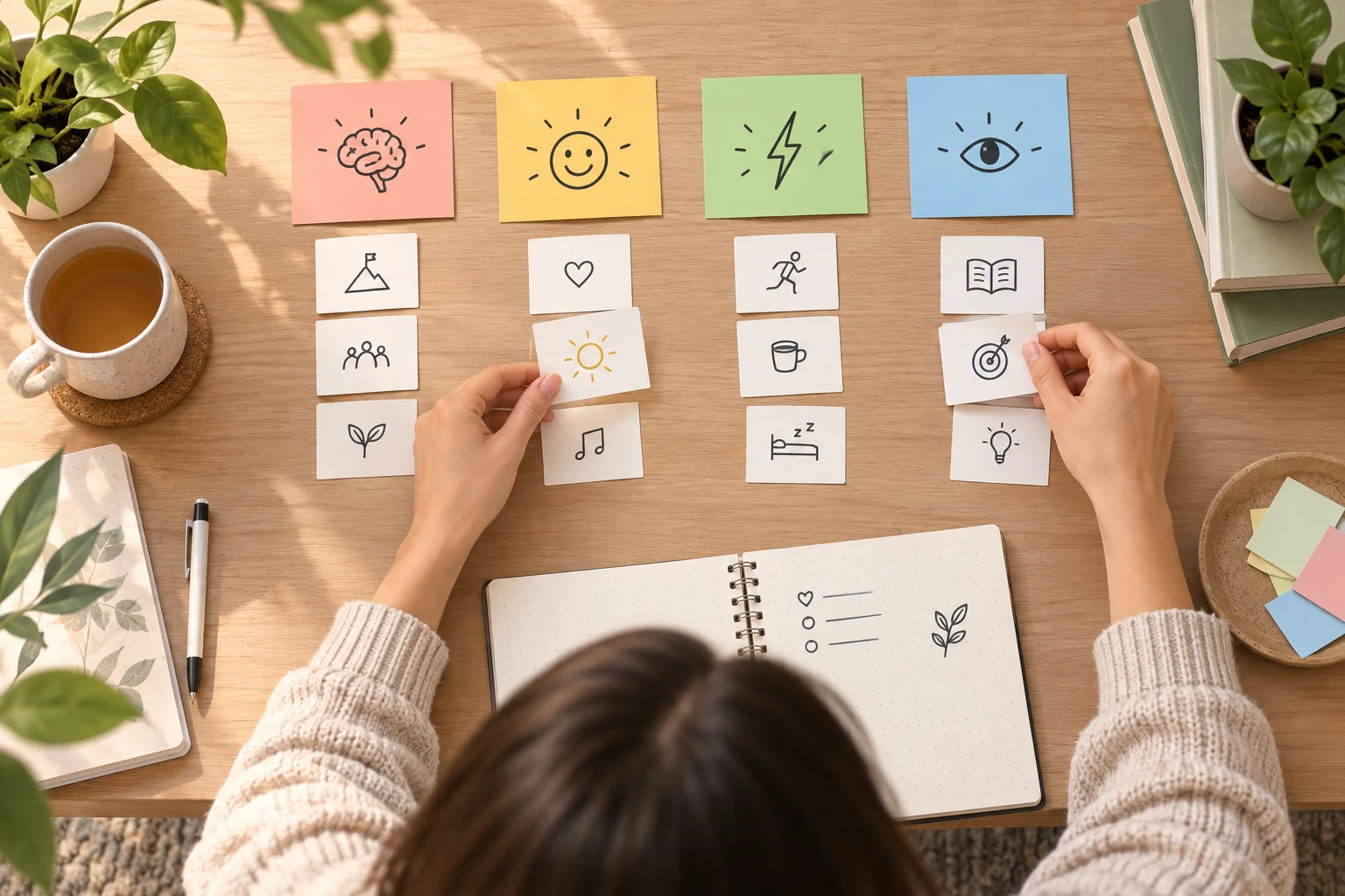 Person sorting motivation words